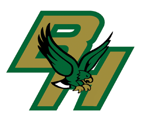 Green and gold sports logo featuring a large letter 'P' with an eagle's head and wings in front.