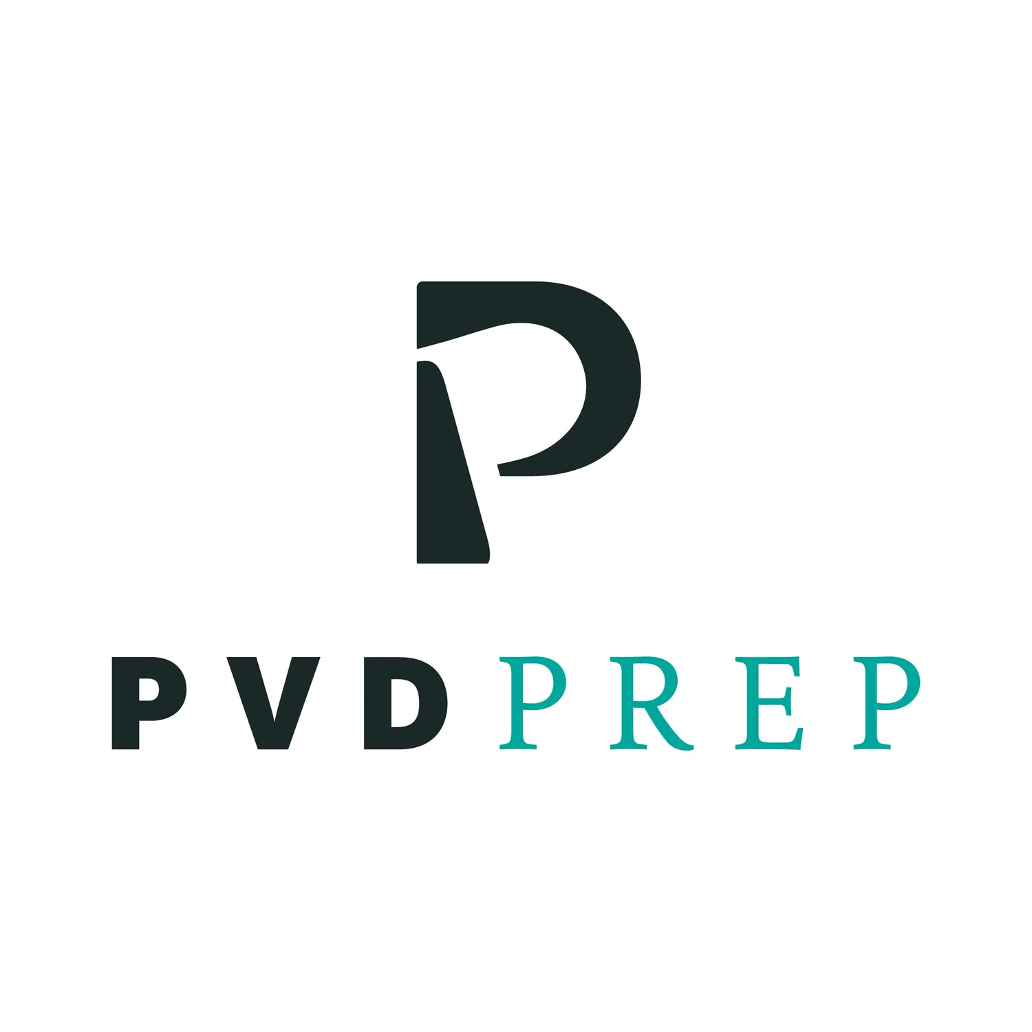Logo with a stylized letter P above the text 'PVD PREP', with 'PVD' in black and 'PREP' in teal.