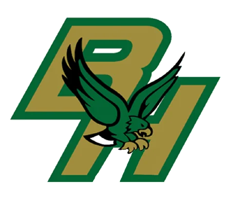 Green and gold sports logo featuring a large letter 'P' with an eagle's head and wings in front.
